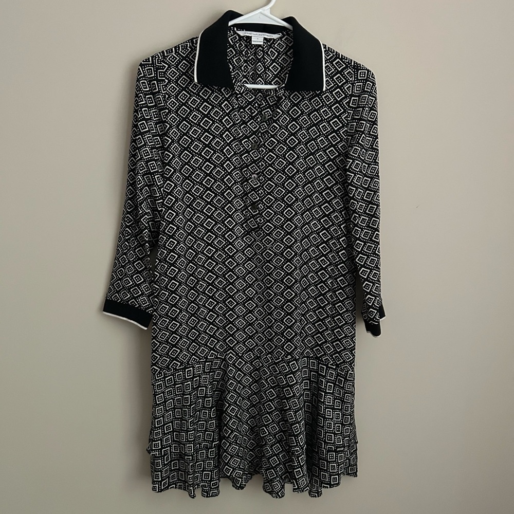 Diane Von Furstenberg Samuella Silk Dress Size 0 Black and White